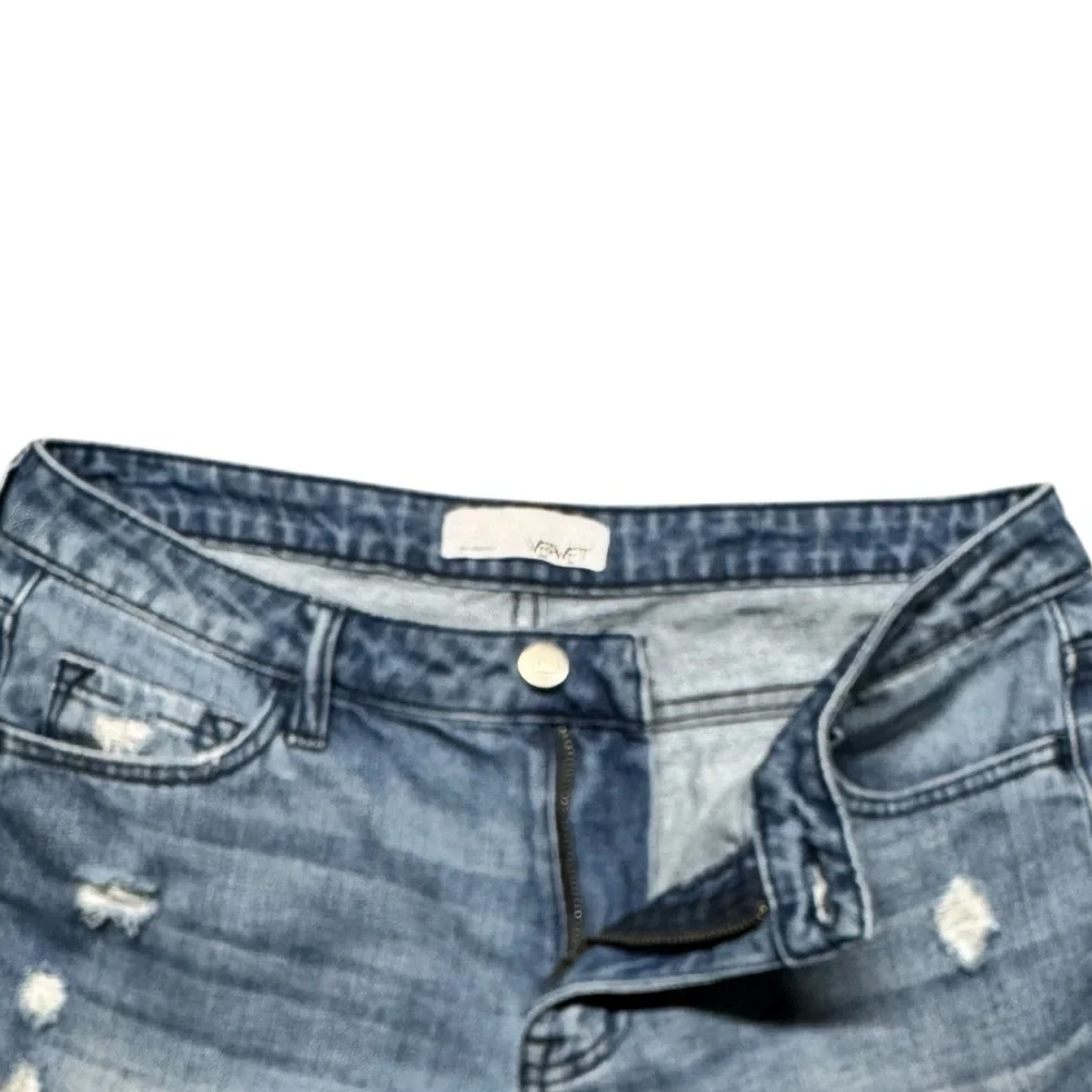 Vervet High Rise Distressed Jean Shorts Womens Small‎ Blue Denim #VT371 Cotton